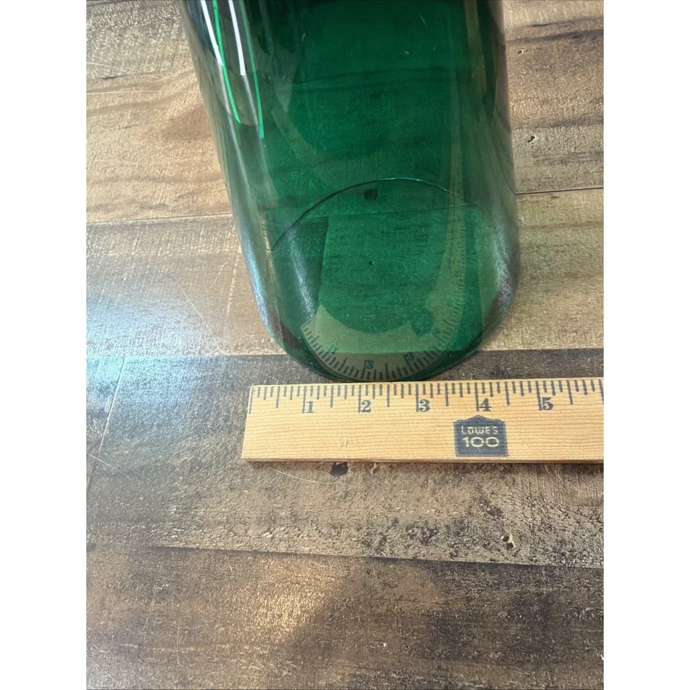 Cristallerie Emerald Green Glass Trumpet Vase Gilded Pedestal Base Vtg Italy 11
